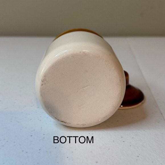 Small Brown and Off-white Ceramic Stoneware Jar With Lid - Picture 5 of 8